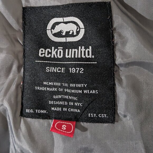 Ecko Unltd Men's Camo Quilted Zip-Up Hooded Jacket Size Small Gray - Picture 8 of 9